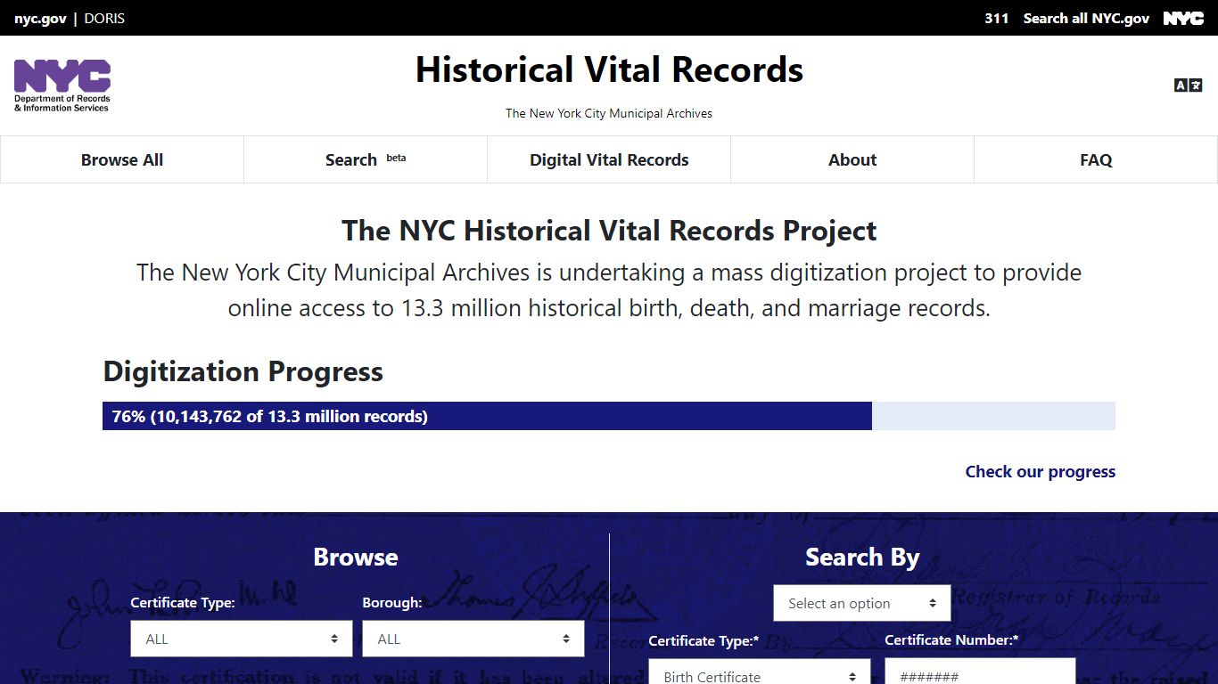 Home - Historical Vital Records of NYC - New York City