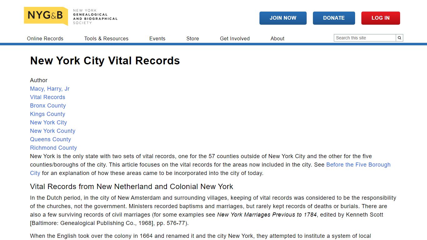 New York City Vital Records | New York Genealogical & Biographical Society