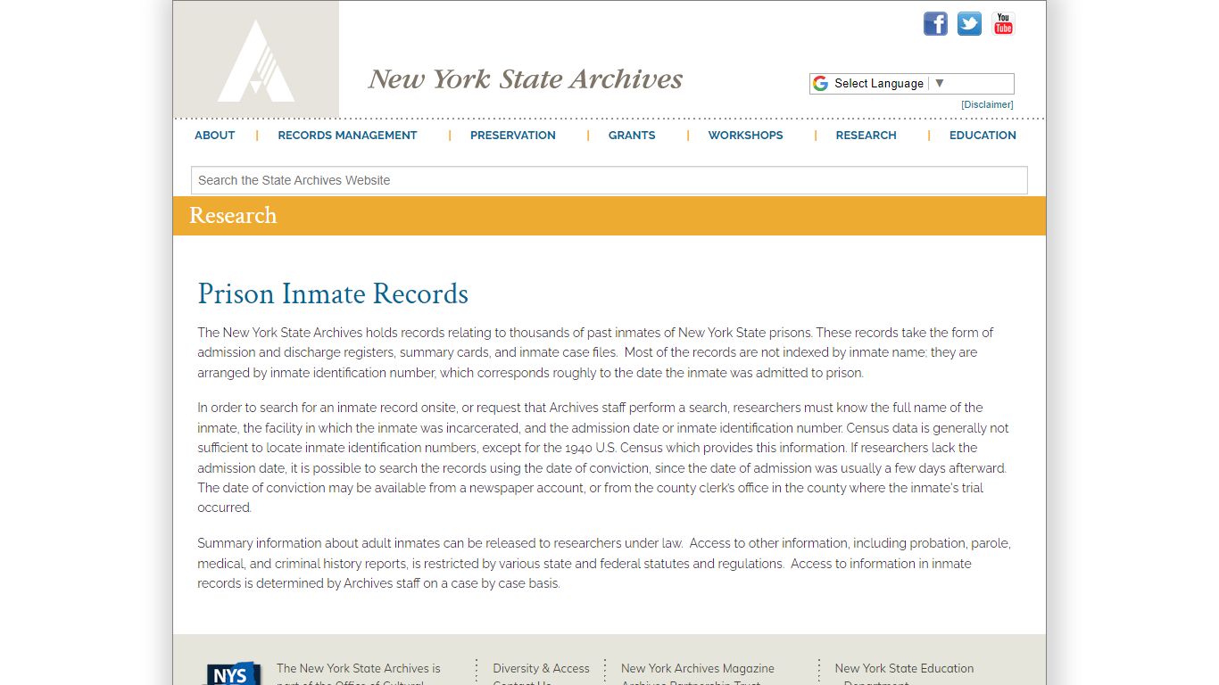 Prison Inmate Records | New York State Archives