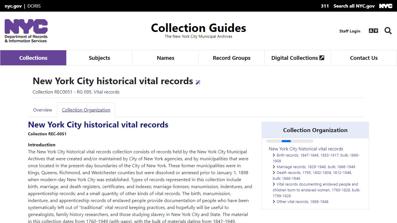 New York City historical vital records - NYCMA Collection Guides